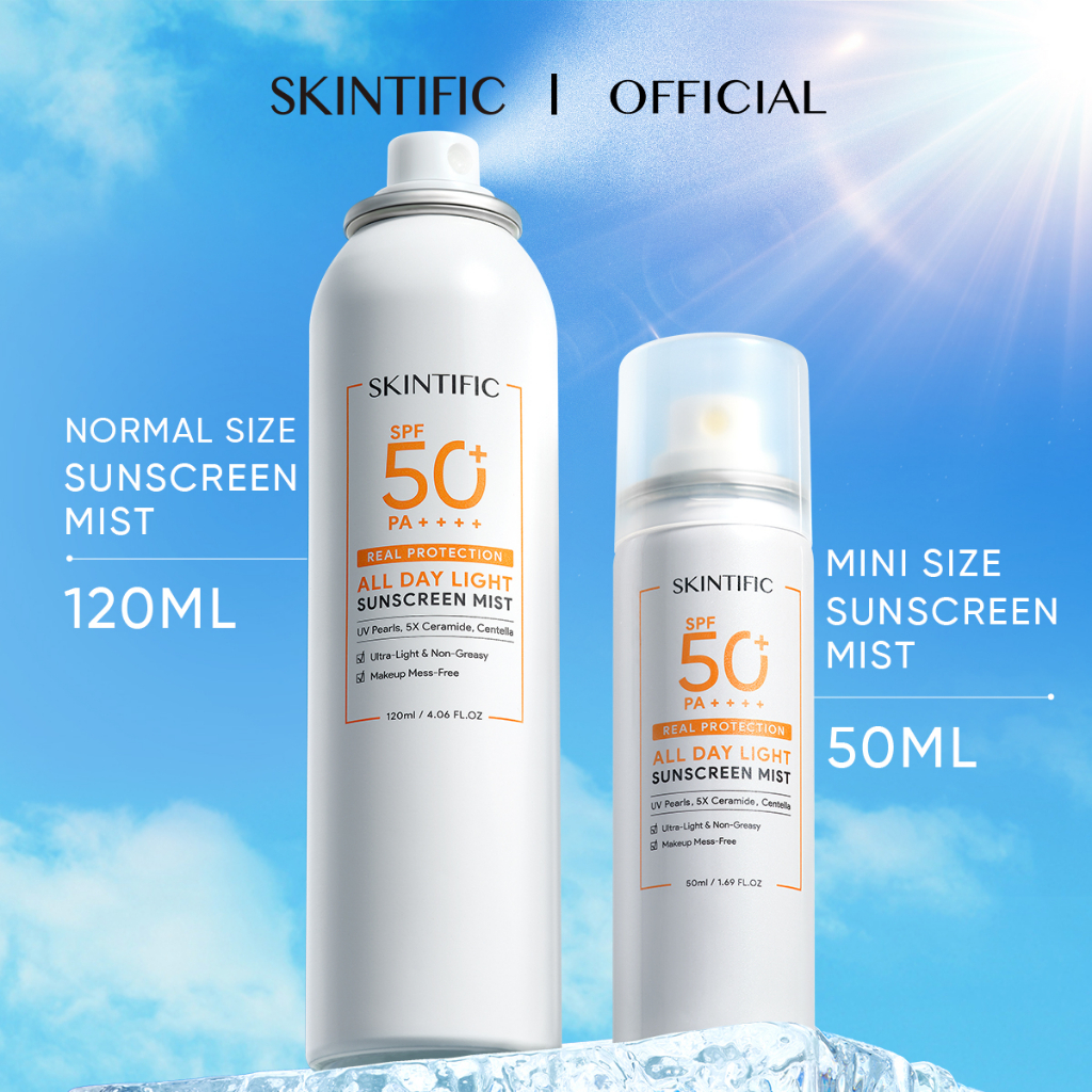 SKINTIFIC All Day Light Sunscreen Mist SPF50 PA++++ Whitening Sunscreen ...