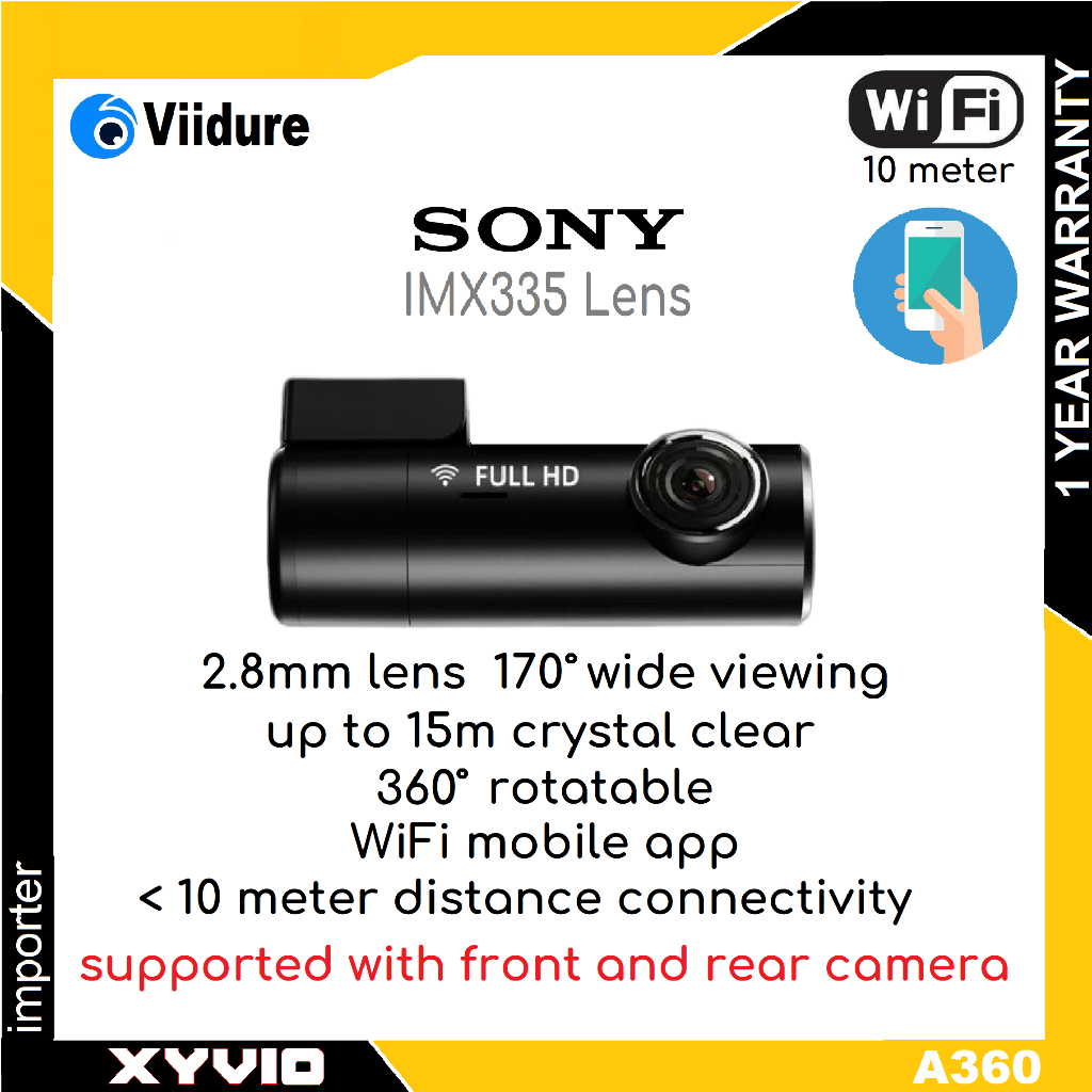 ViiDURE Car Recorder 1080p A360 Sony IMX335 Lens Car Cameras Night