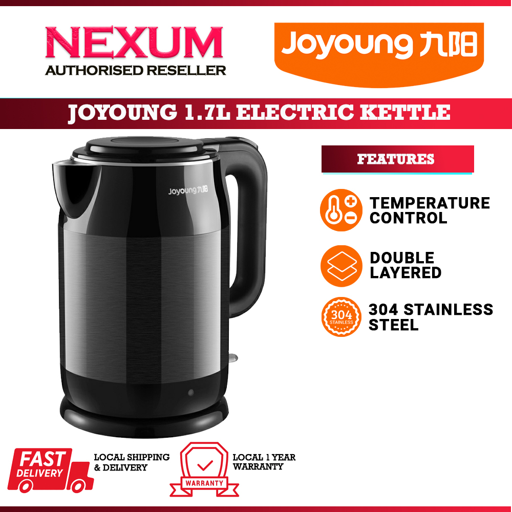 Joyoung 九阳 Stainless Steel Electric Kettle 1.7L Double Wall Cool Touch