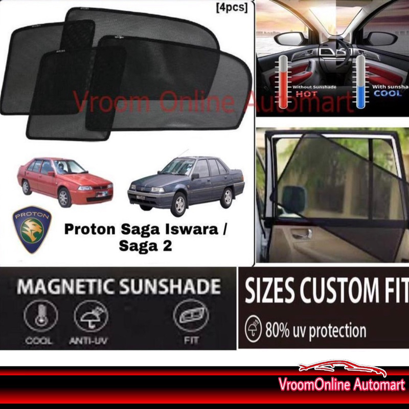 Proton Saga Iswara Saga Magnetic Sunshade Pcs Shopee Malaysia