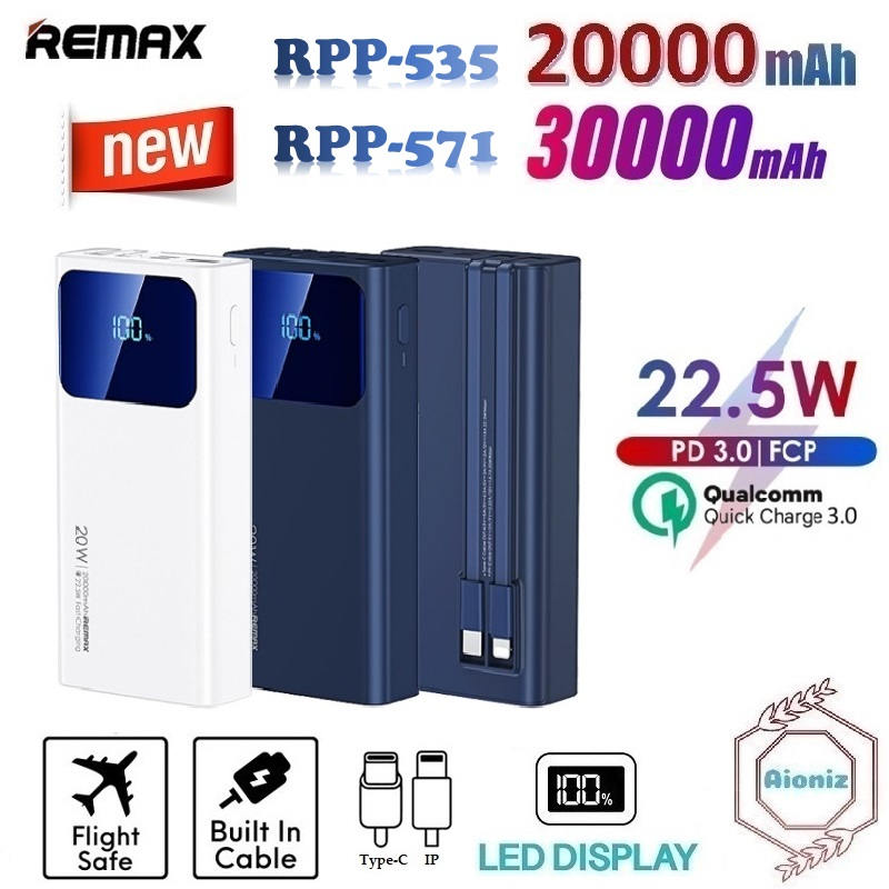 REMAX Powerbank RPP-535 20000mAh Voyage Series RPP-571 30000mAh 20W+22 ...