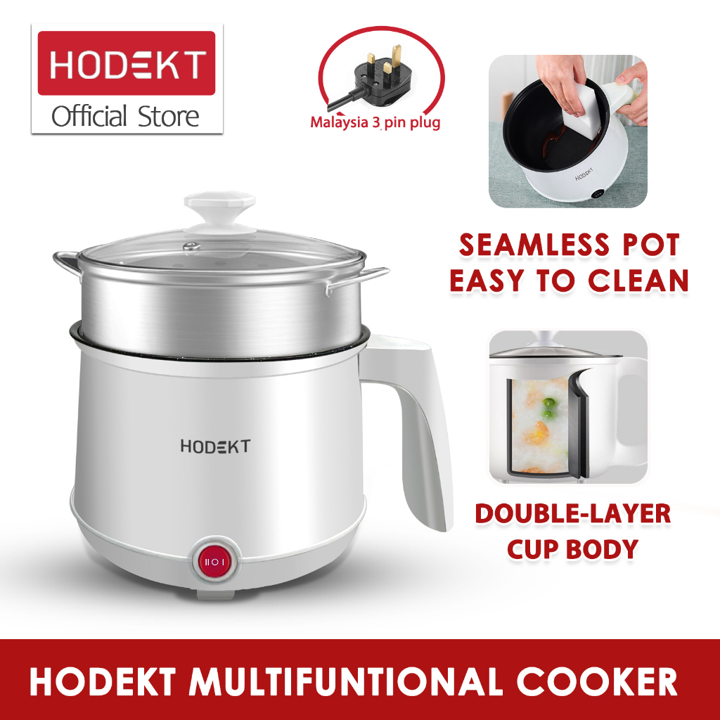 HODEKT 1.8L Electric Frying Pan Rice Portable Mini Rice Cooker Periuk