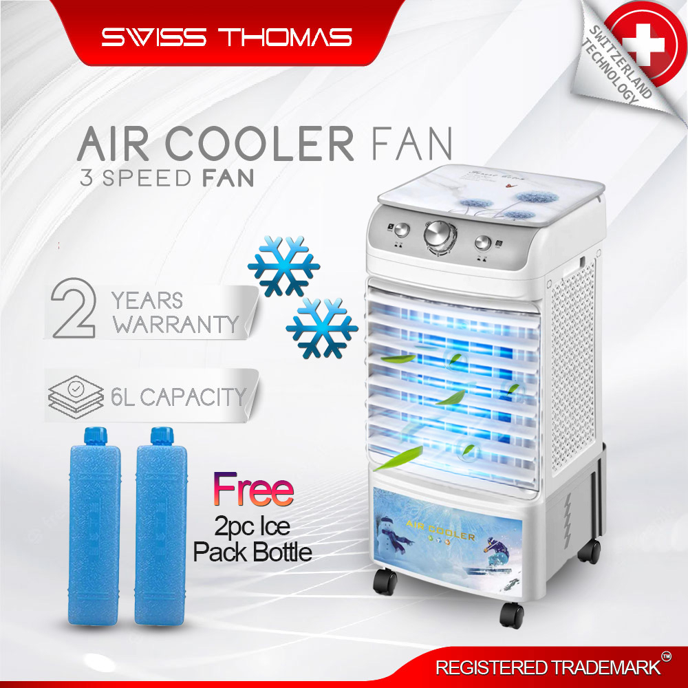 Swiss Thomas Air Cooler Fan Free Ice Pack Bottle 6L Capacity 3 Speed