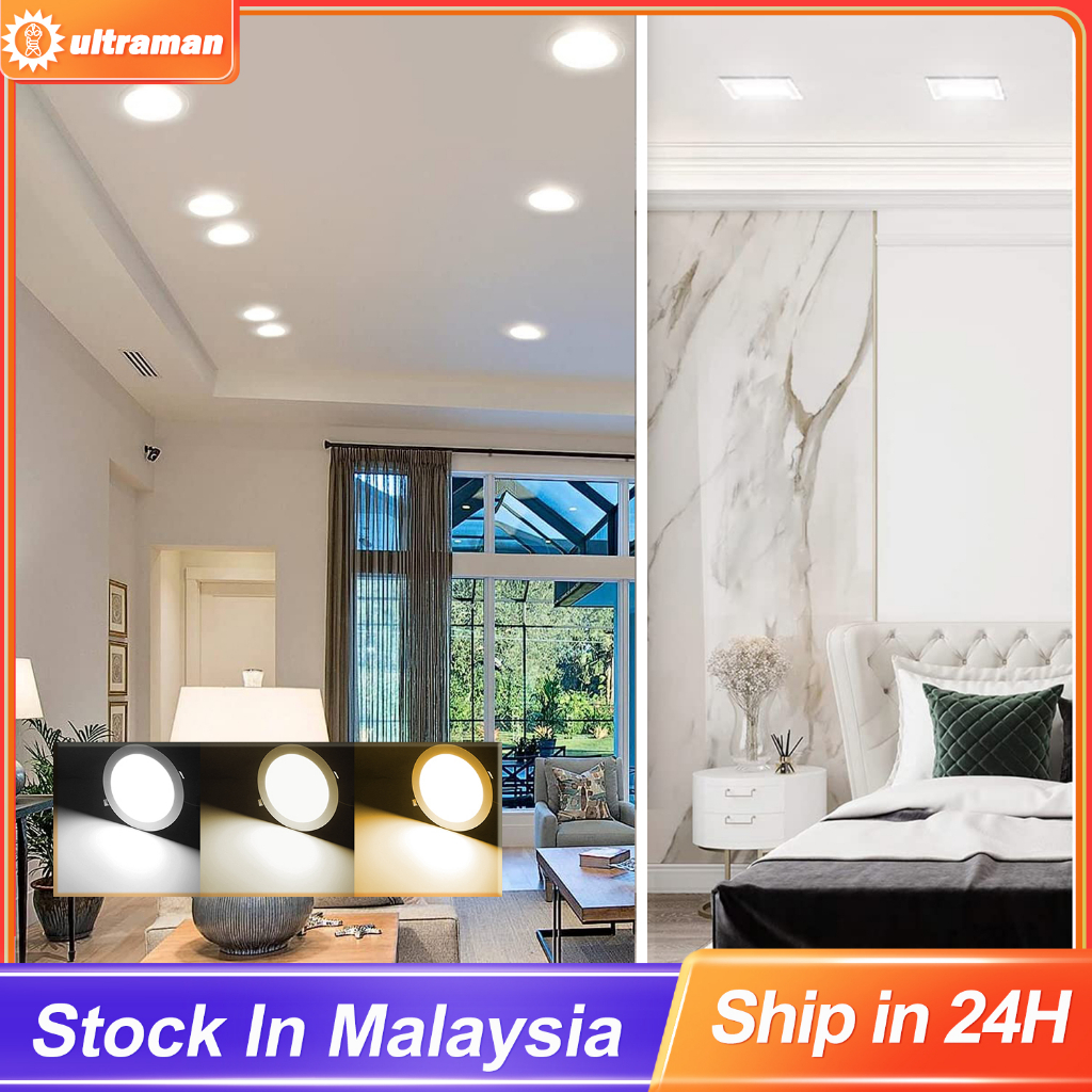 2 Years Warranty 18W 6 Inch LED Lampu Bawah Recessed Slim Round Square ...