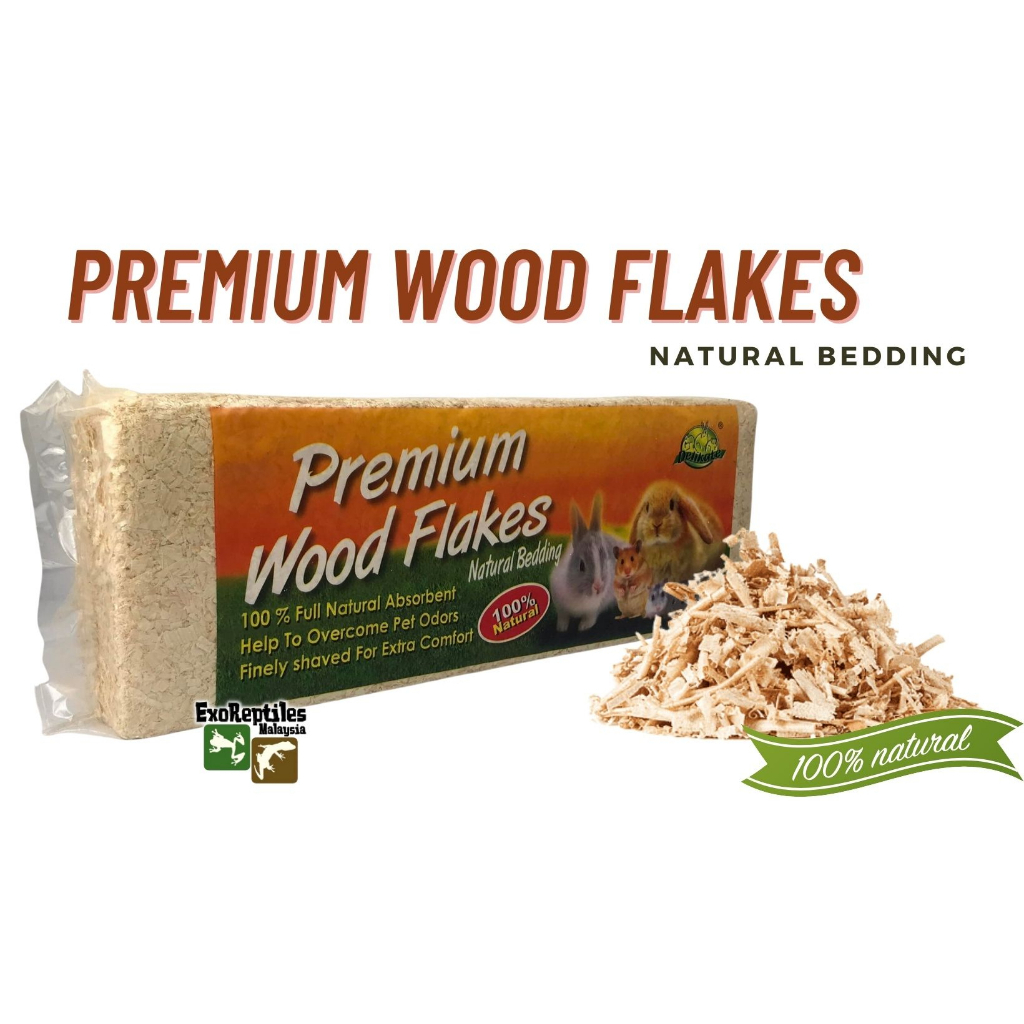 DELIKATE PREMIUM WOOD FLAKES SUBSTRATE BEDDING FOR SMALL MAMMALS 1KG ...