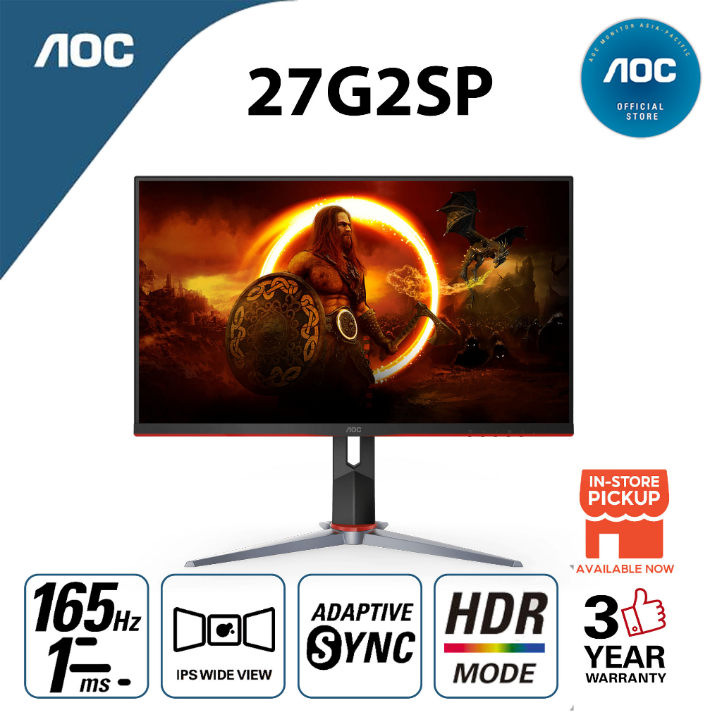 AOC 27G2(144Hz) / 27G2SP(165Hz) 27" IPS FHD 1Ms G-Sync Compatible ...