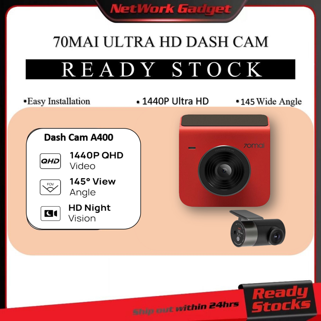 Xiaomi 70Mai Dash Cam A400 Red with Rear View Camera: full specifications,  photo