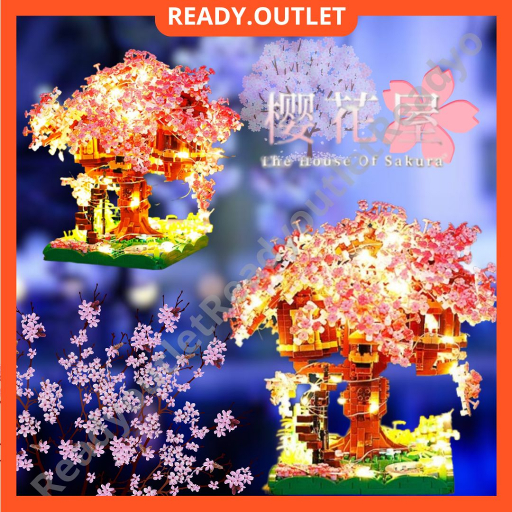 Sakura Pink Tree House Building Blocks Nano Block Toy Cherry Blossoms ...