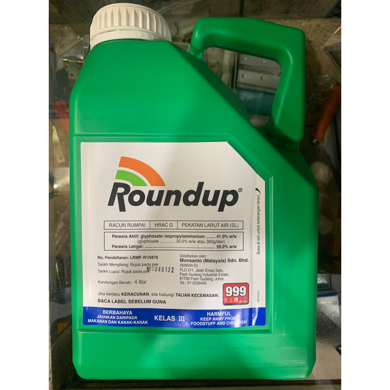 Roundup 4L Monsanto Glyphosate 41 Weed Killer Herbicide ( Racun Rumpai / Lalang ) [ Ready Stock
