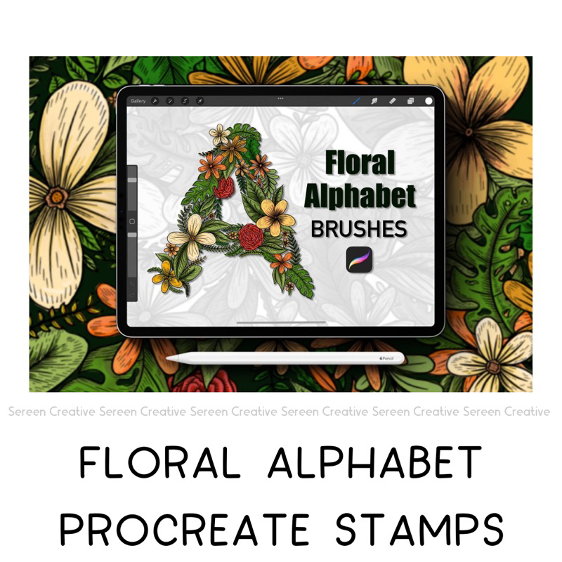 P439 Floral Alphabet Procreate Stamp | Shopee Malaysia