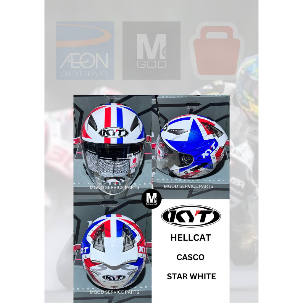 YWHL0010 KYT HELMET CASCO STAR WHITE KYT HELLCAT KYT HELMET OPEN FACE
