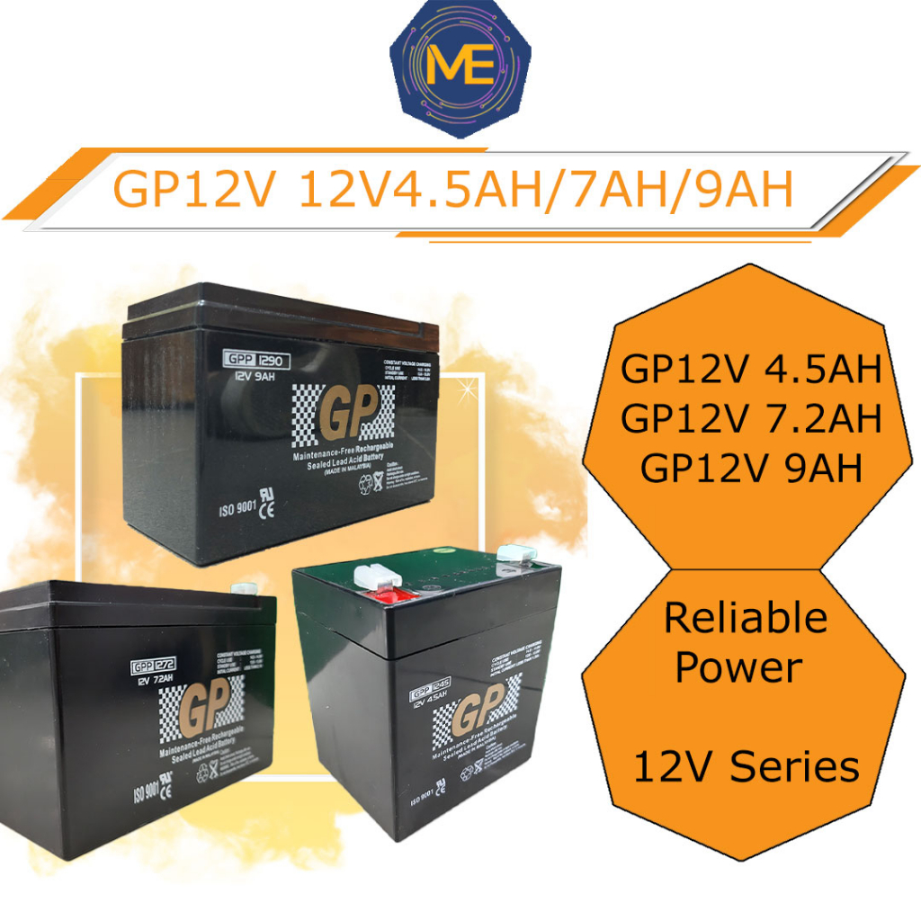 GP 12V 4.5 / 7.2 / 9 Ah Rechargeable Back Up Sealed Lead Acid VRLA ...