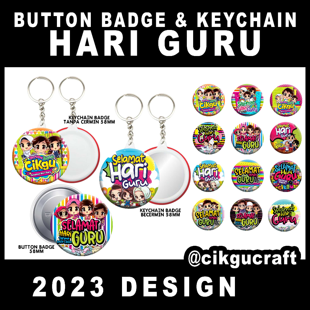 Button Badge & Keychain Badge 58mm HARI GURU Design 2023 CikguCraft ...
