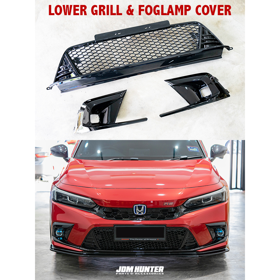 Civic FE Type Lower Grill & Foglamp Cover *Glossy Black* FL5 Type R ...