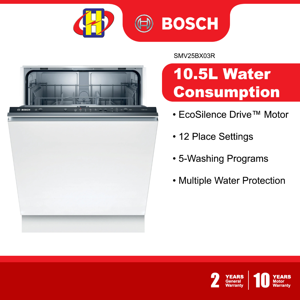Bosch Dishwasher (12Place Setting) EcoSilence Drive Fullyintegrated
