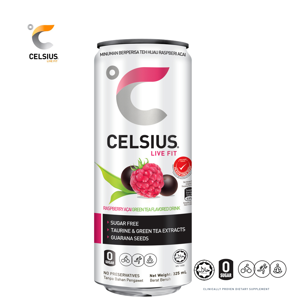 Celsius Healthy Energy Drink Raspberry Acai Green Tea 325ML Shopee