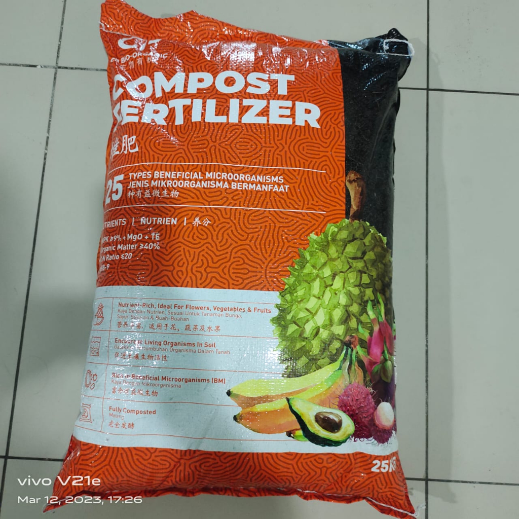 CP BIO ORGANIC COMPOST (BIO ORGANIC COMPOST FERTILIZER) 25KG | Shopee ...