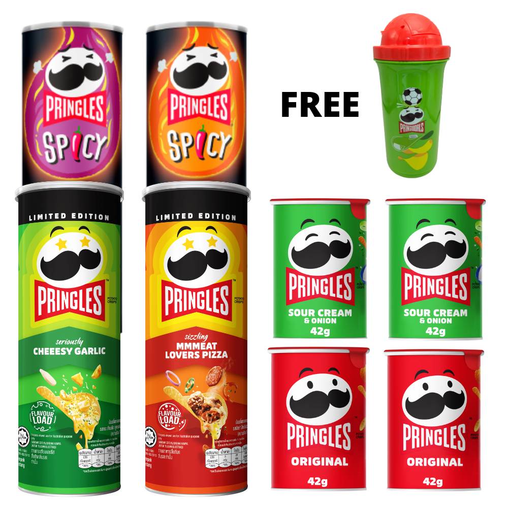 Pringles Special Edition Party Set (4 x 97g/4 x 42g) [Free Water Bottle