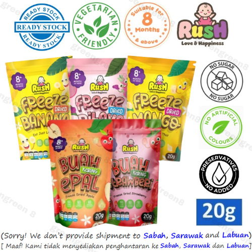 RUSH Baby Freeze Dried Fruit Snack / Snek Buah untuk bayi (8M ...