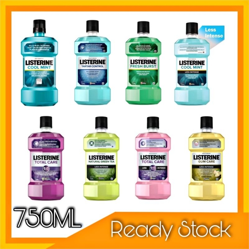 LISTERINE Mouthwash 750ml (Cool Mint, Green tea less intense, total