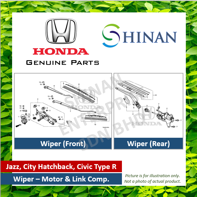 Wiper Motor & Link Comp. Jazz, Jazz Hybrid, City Hatchback, Civic