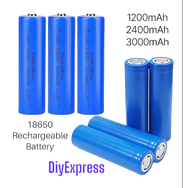 Rechargeable 18650 Lithium Ion 3.7V Battery [1200/2400/3000mAh] - Flat ...