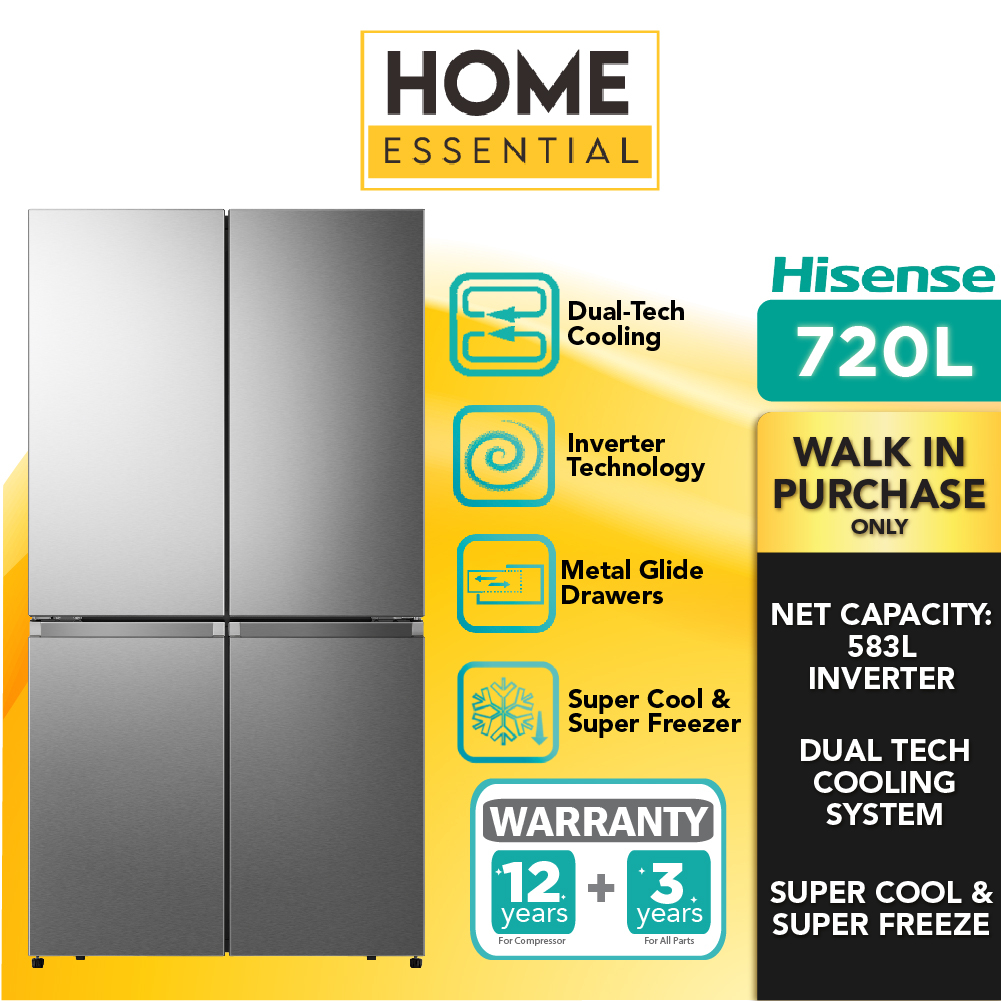 Hisense 720L 4 Door Inverter Refrigerator RQ758N4ASV Toshiba 591L