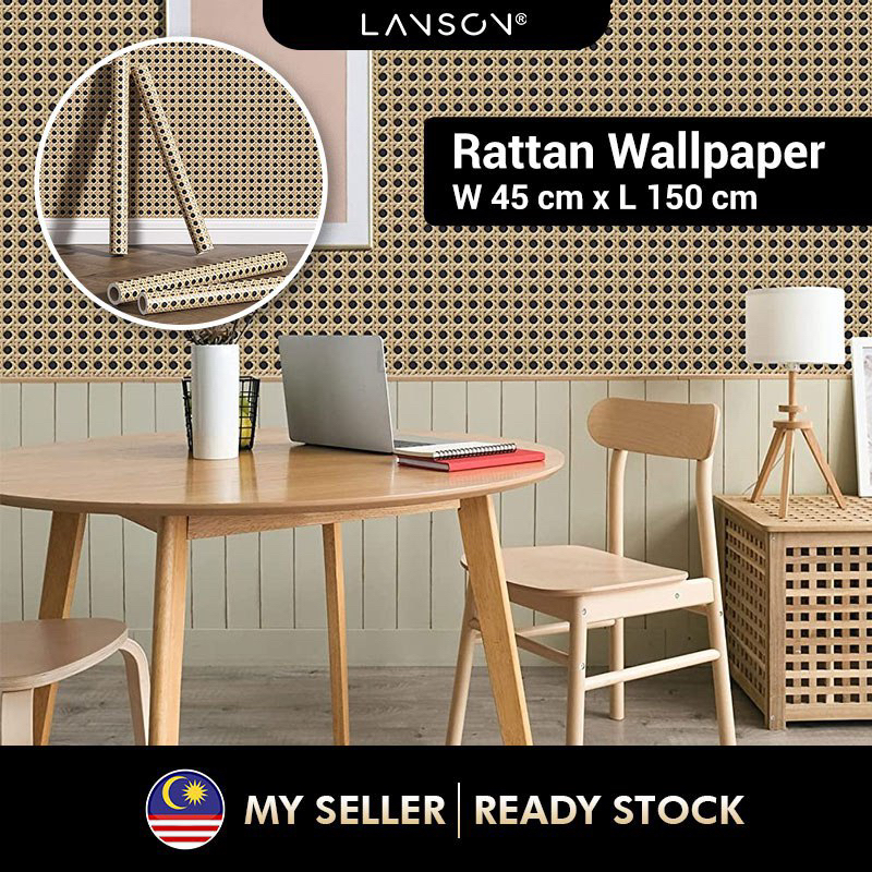 DIY Rattan Wallpaper Cane Rotan Home Decor Paper Peel and Stick