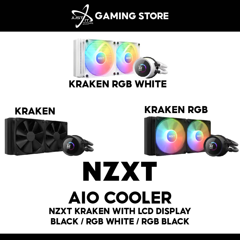 NZXT Kraken 240 120mm Fans + AIO 240mm Radiator Liquid Cooling System with  1.54 LCD display and RGB Fans White RL-KR240-W1 - Best Buy