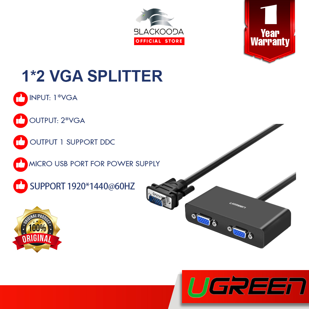 VGA Splitter 1 In 2 Out – Risoluzione 1920x1440, ABS, Estensione Segnale 65m, Cascata Fino A 3 Livelli