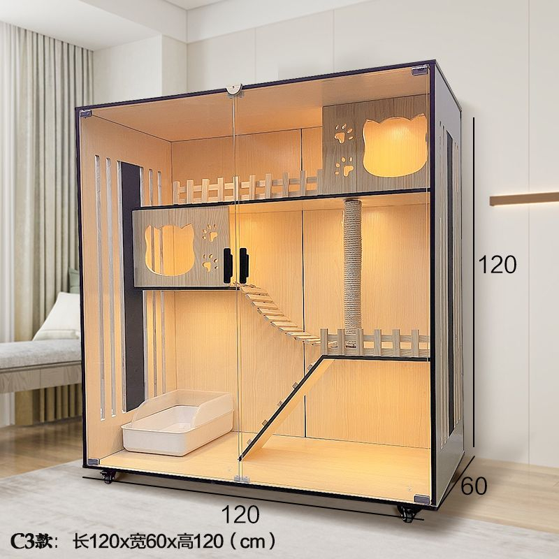 Cat cage home cat solid wood Cat villa home cat nest display