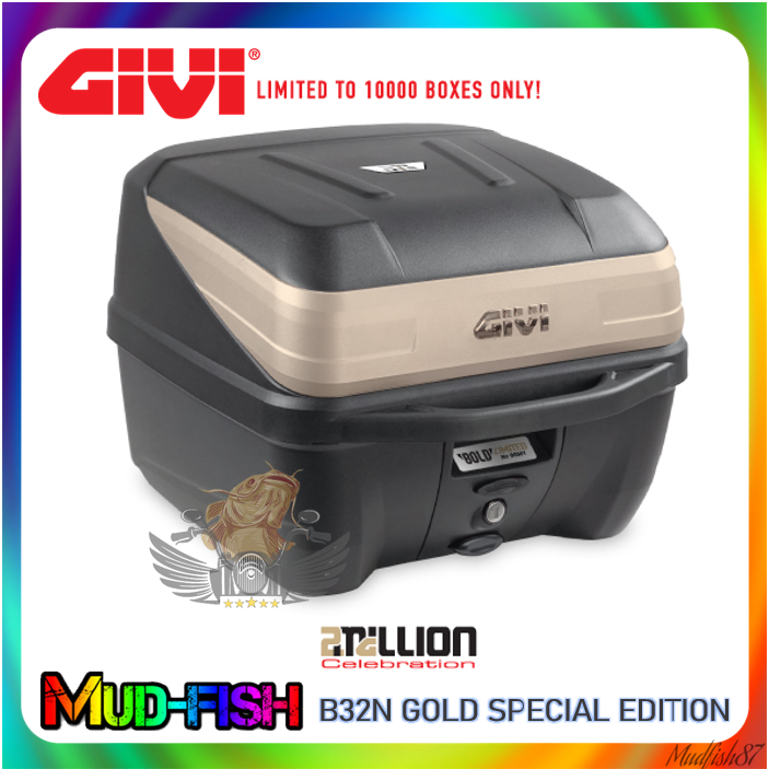 Givi B B Gold Bold Monolock Top Case Box Limited Edition Gold Million Free T Shirt