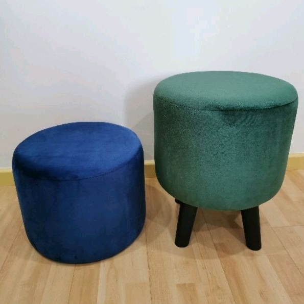[READY STOCK] Velvet Fabric Round Ottoman Stool Bangku Bulat | Shopee ...