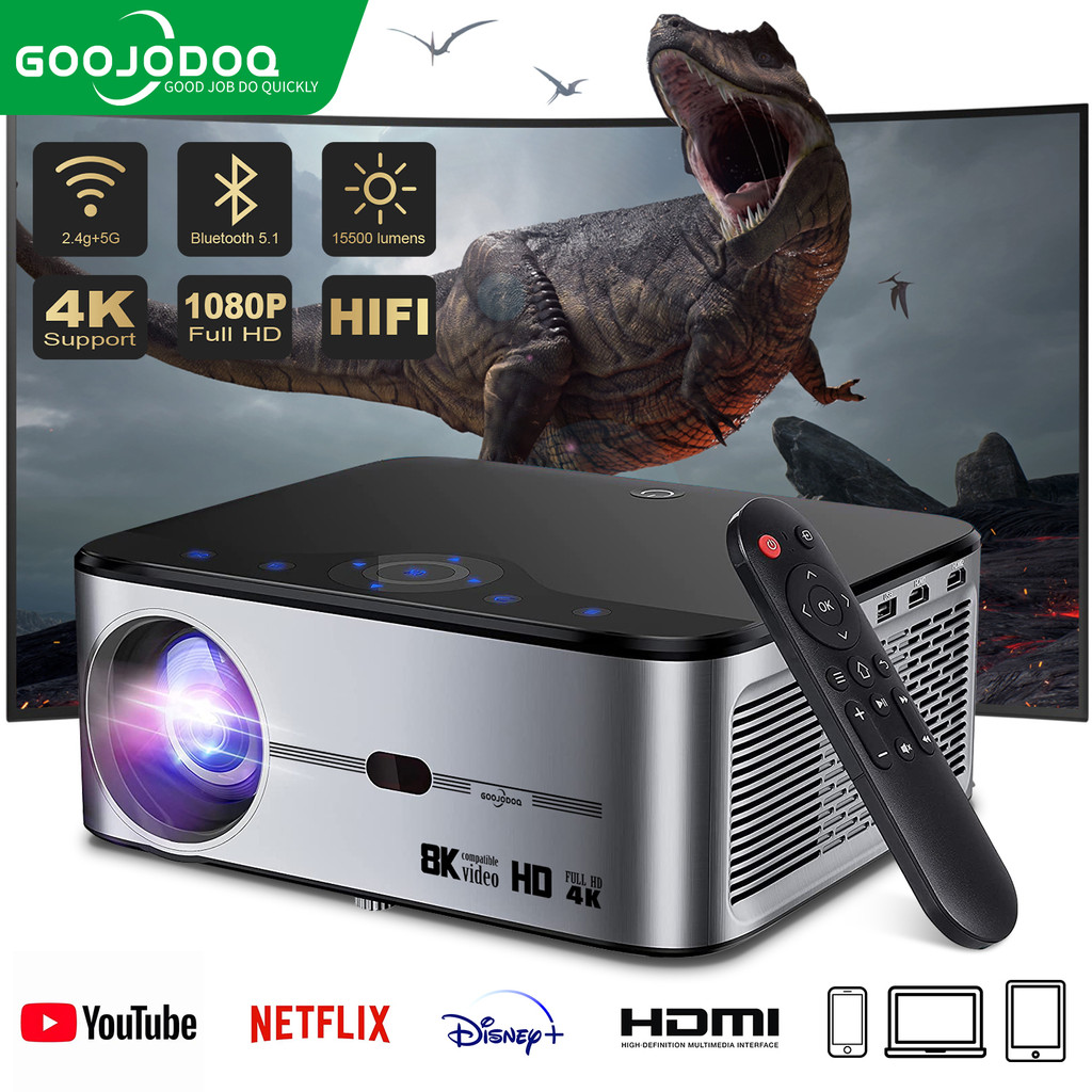 GOOJODOQ{warranty}1080P 8K Mini Projector for phone Full HD Home