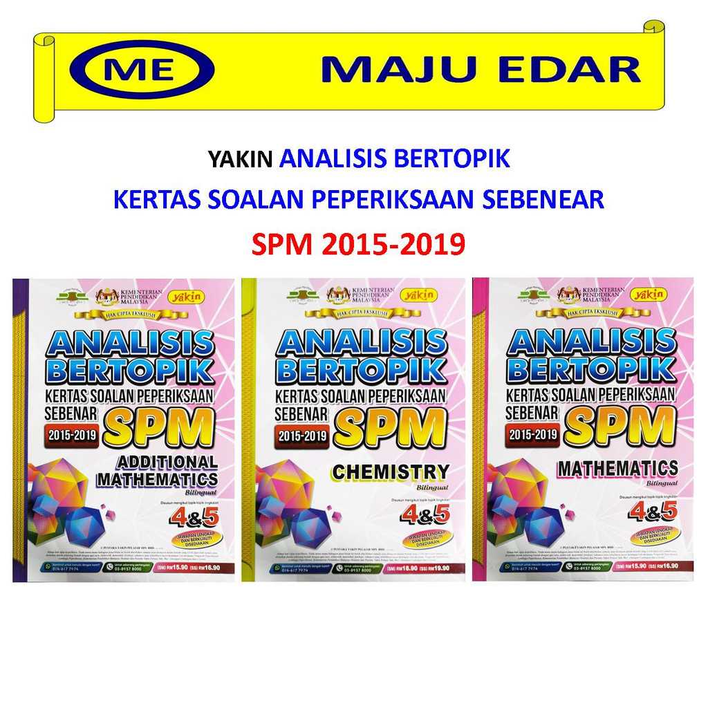 Yakin Analisis Bertopik Kertas Soalan Peperiksaan Sebenar Spm 2015 2019 Chemitry Mathematics 