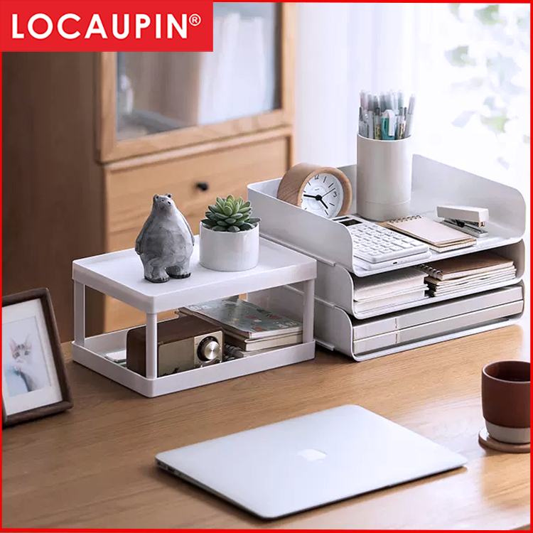 Locaupin Stackable Desktop Letter Tray, A4 Paper Document Tray Organizer,Plastic Desk File Rack