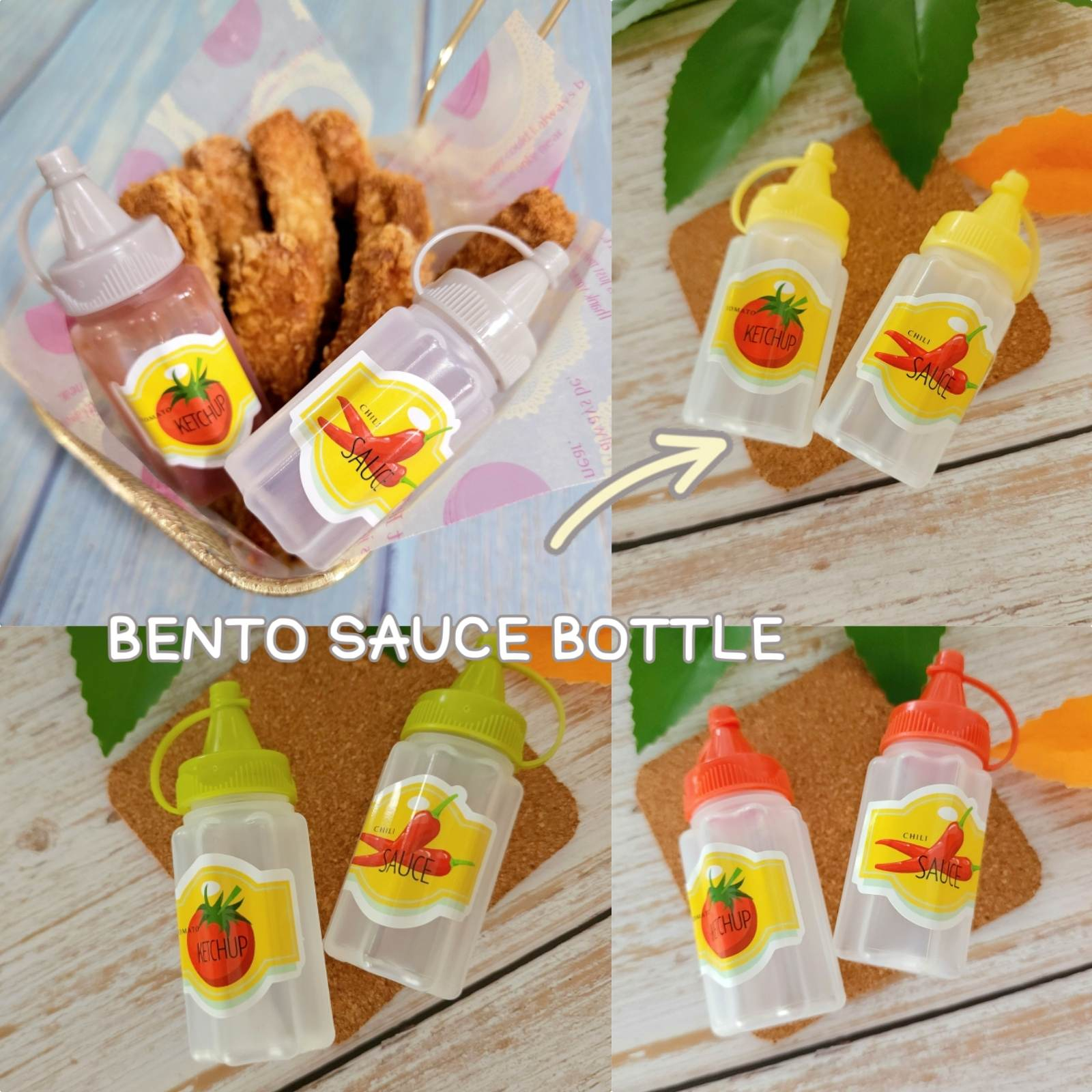 Mini Bento Sauce Bottlest MiniChili & Tomato Sauce Bottles迷你酱料瓶
