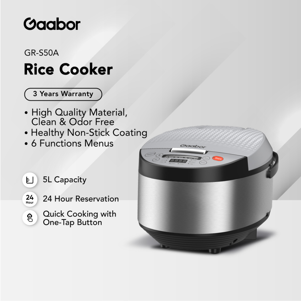 Gaabor 5L Large Capacity 6 Functions NonStick Rice Cooker GRS50A