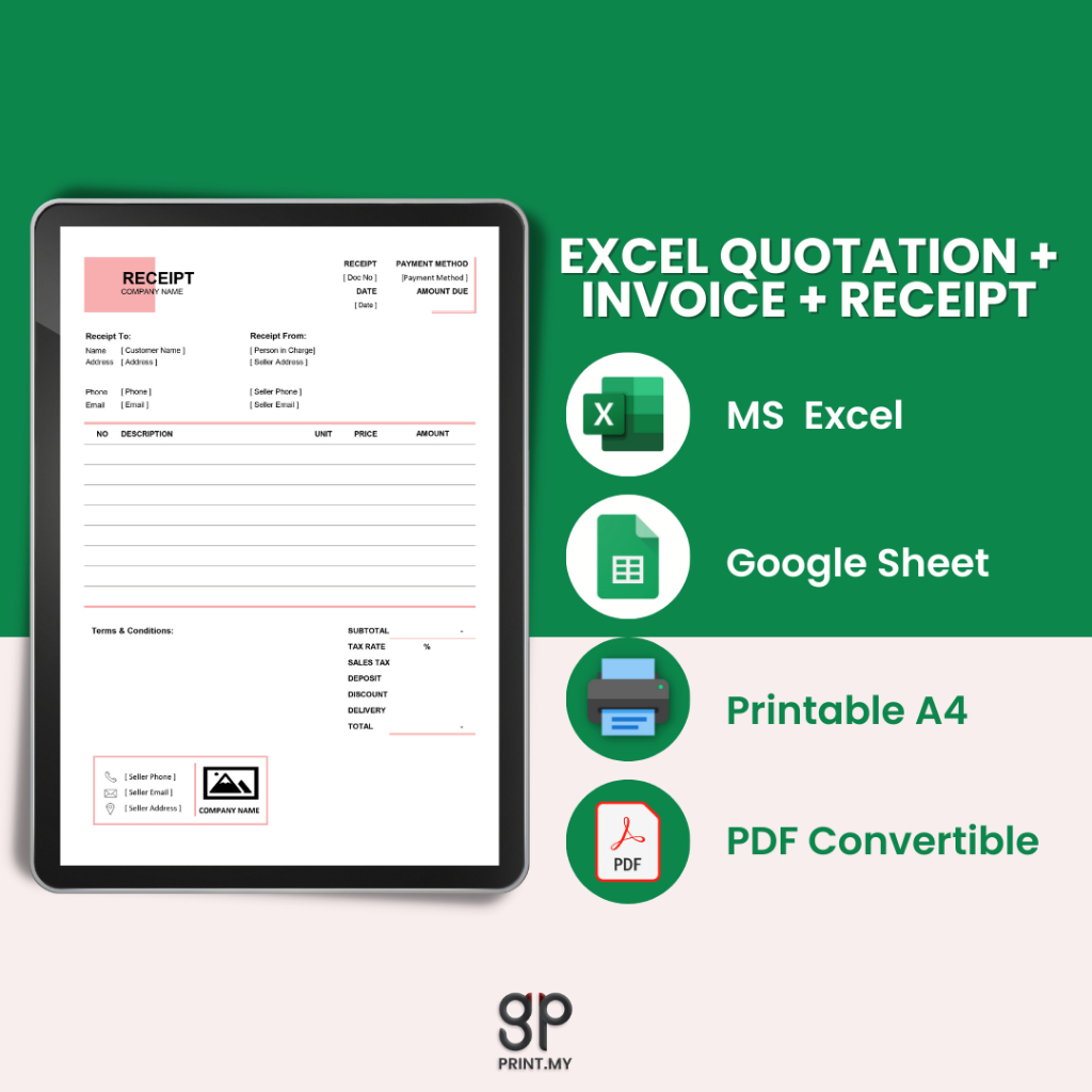 Auto Calculation Invoice Template Exce| 3 in 1 Quotation, Invoice ...