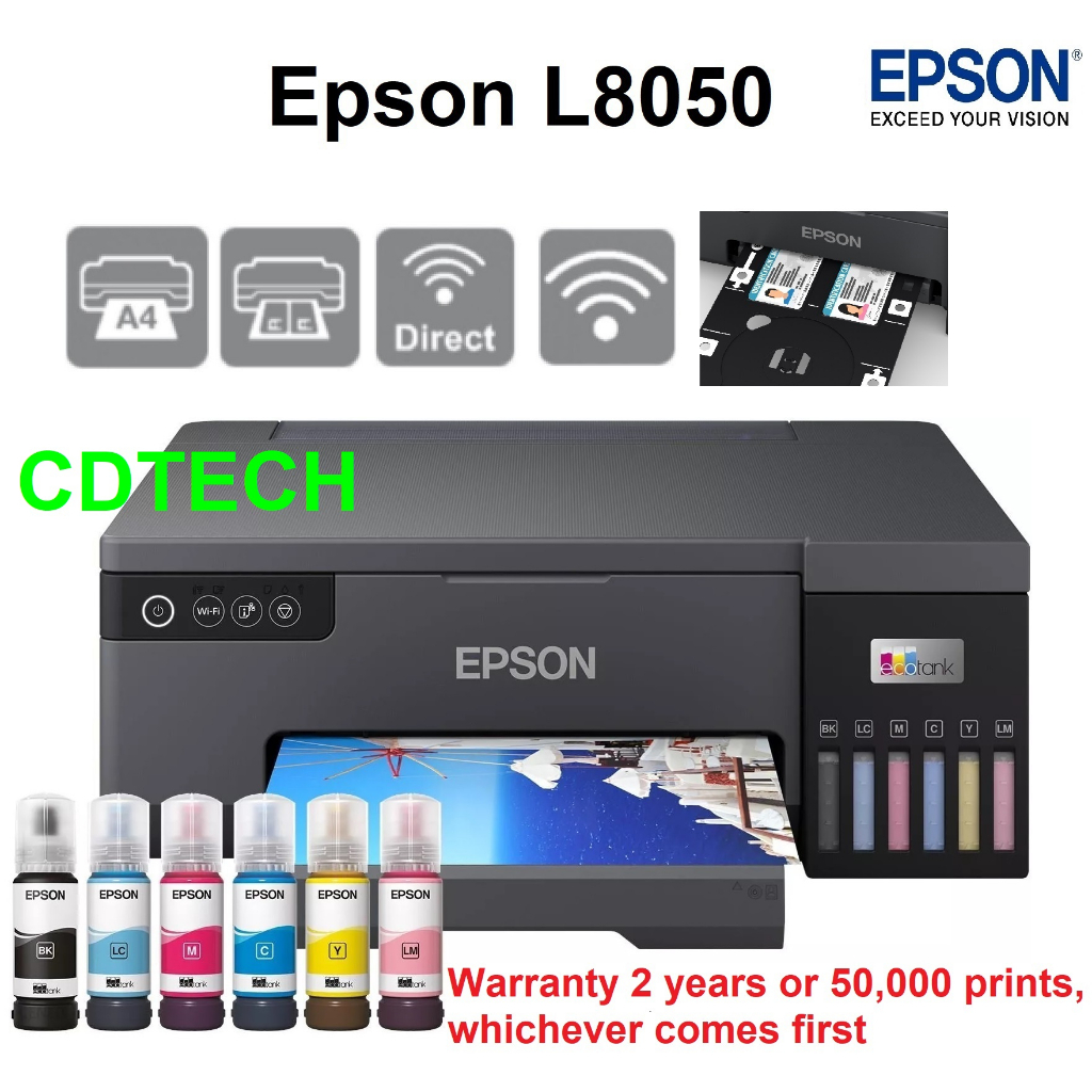 Epson L8050 Replace L805 Printer Wi Fi Photo 6 Colour Ink Borderless Printing Original Ink Print 2466