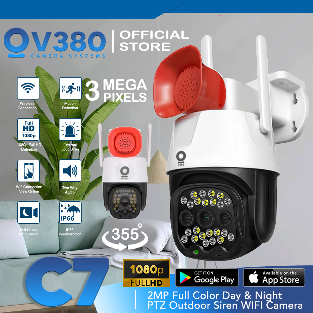CCTV V380 C7 3MP Super HD Color Day Night PTZ Outdoor WIFI IP