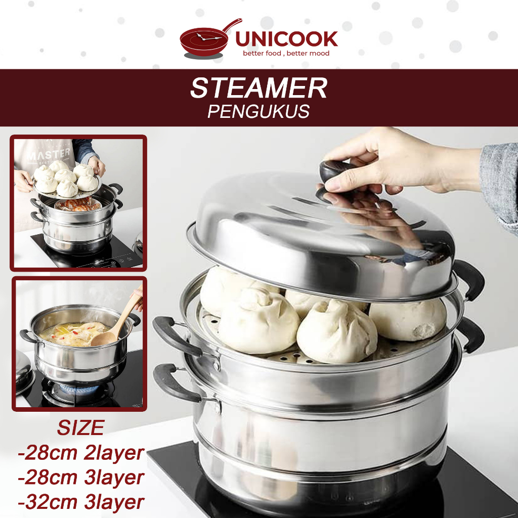 Double Boilers Stainless Steel Steamer Pot 28CM Steam Thicken