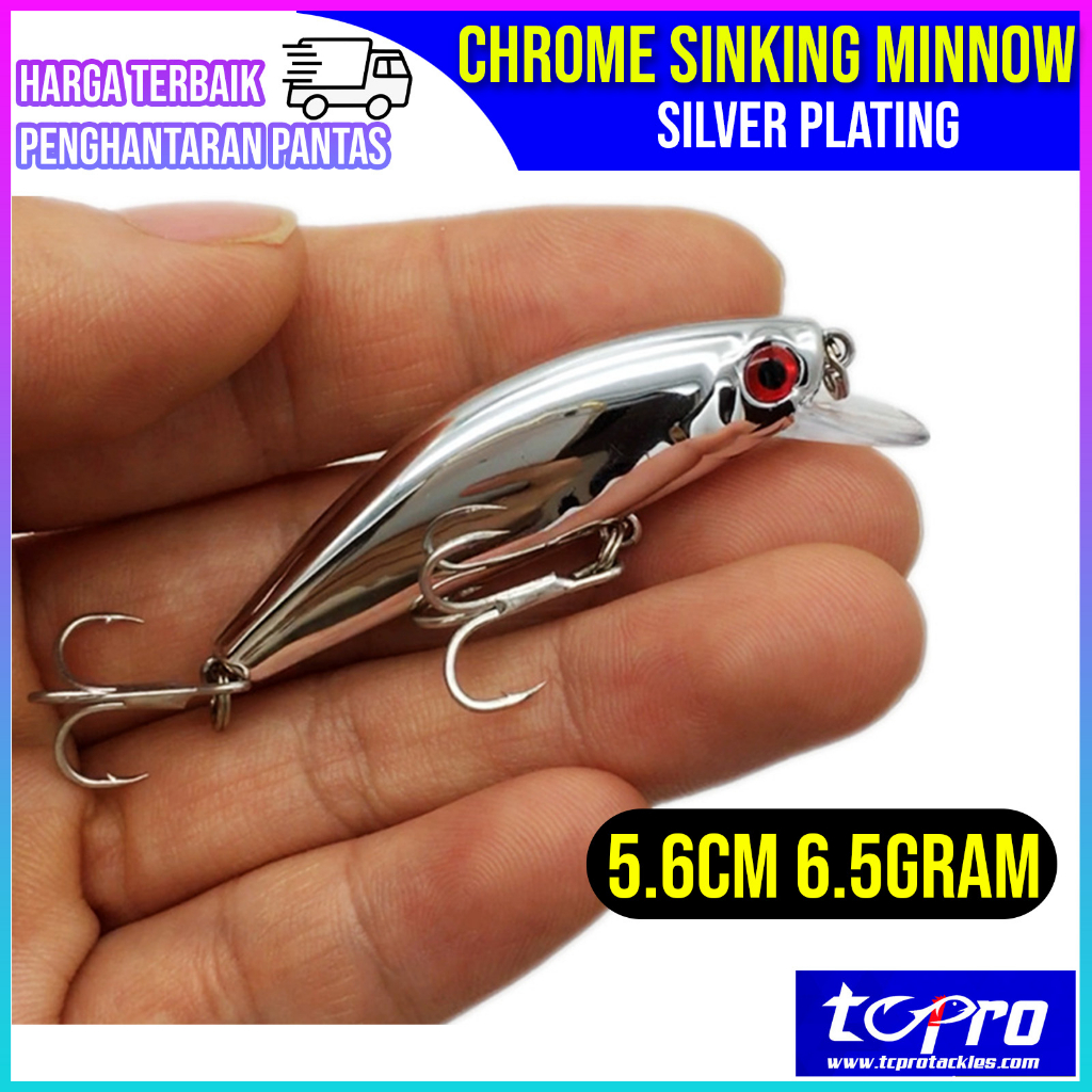 Chrome Silver Plating Sinking Minnow Lure Bait 6.5gram 5.5cm
