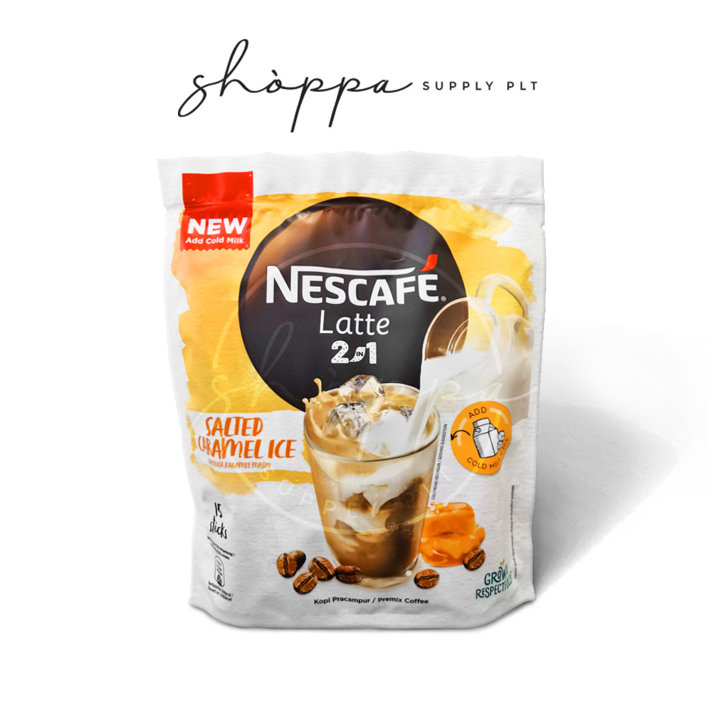SHOPPA Nescafe Latte 2in1 SALTED CARAMEL ICE Premix Coffee 15s x 11g