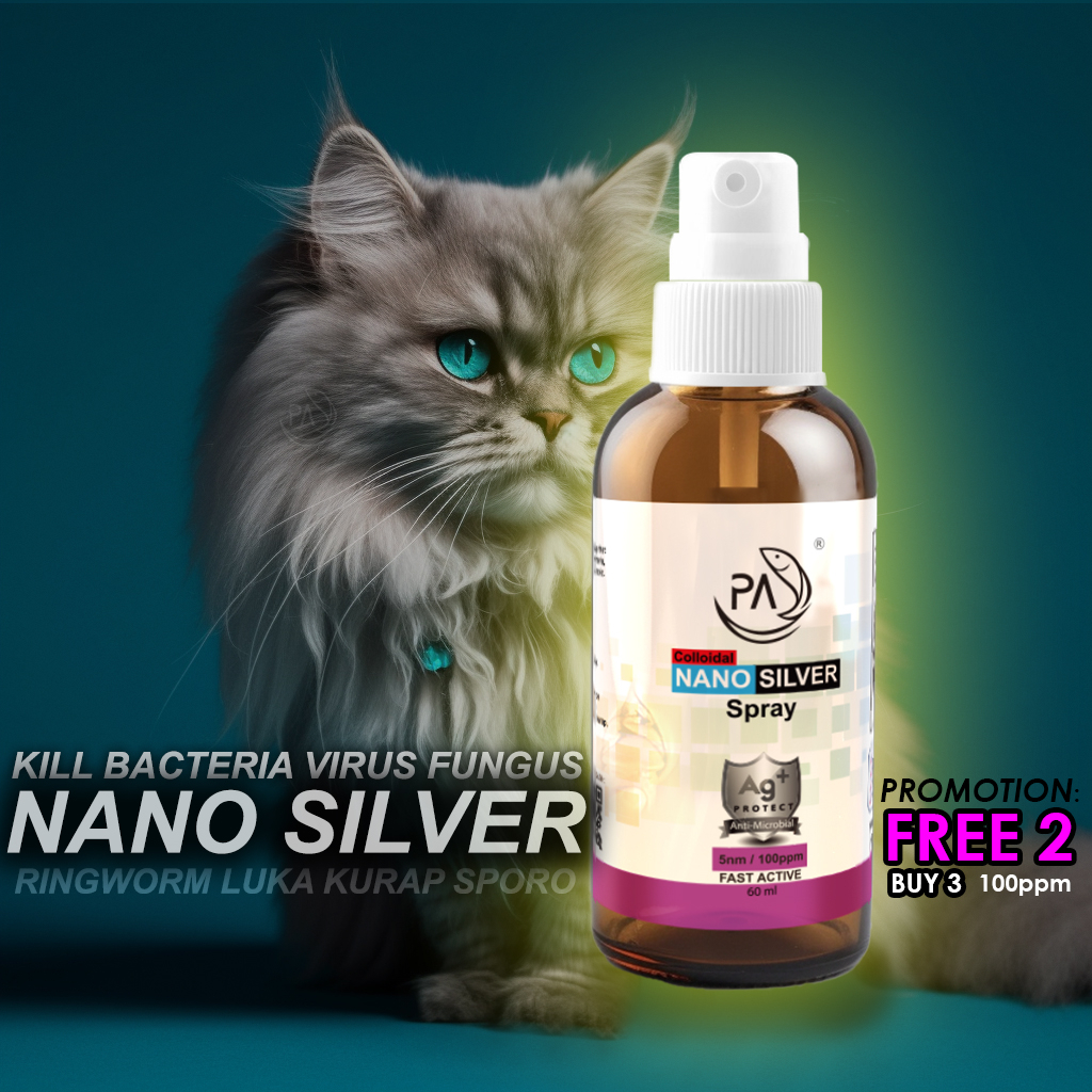 Pa Colloidal Nano Silver Pet Spray nano perak bacteria kuman Luka Sporo ...