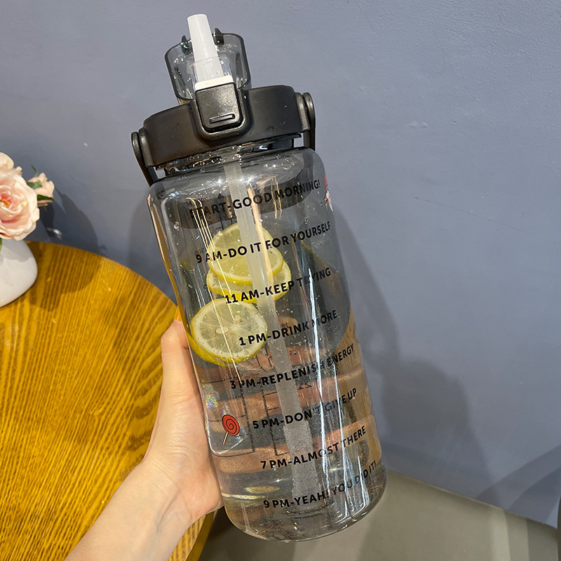 Water Bottle with reminder time Tumbler with straw scale big bottle ...