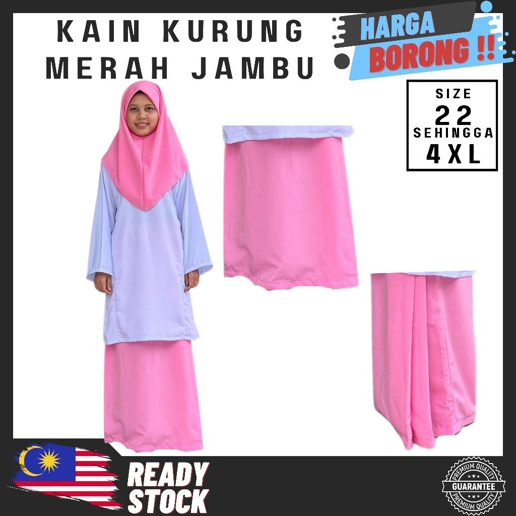 Kain Kurung Pink Merah Jambu Kain Susun Tepi Kain Kurung Sekolah