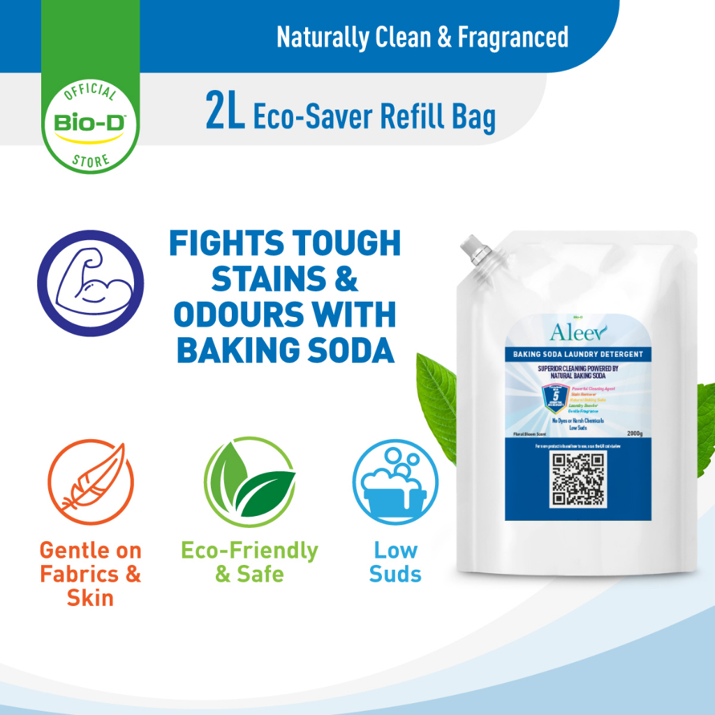 BioD Aleev Baking Soda Laundry Detergent EcoSaver Refill Bag Floral