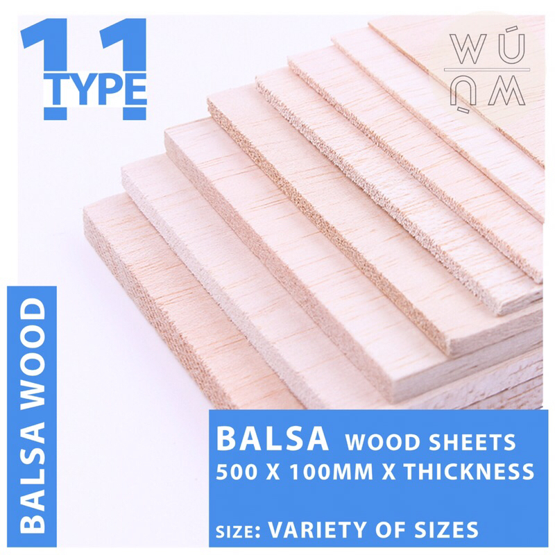 [Ready Stock] Balsa Wood Sheet (thickness x 100mm x 500mm) 1mm to 10mm