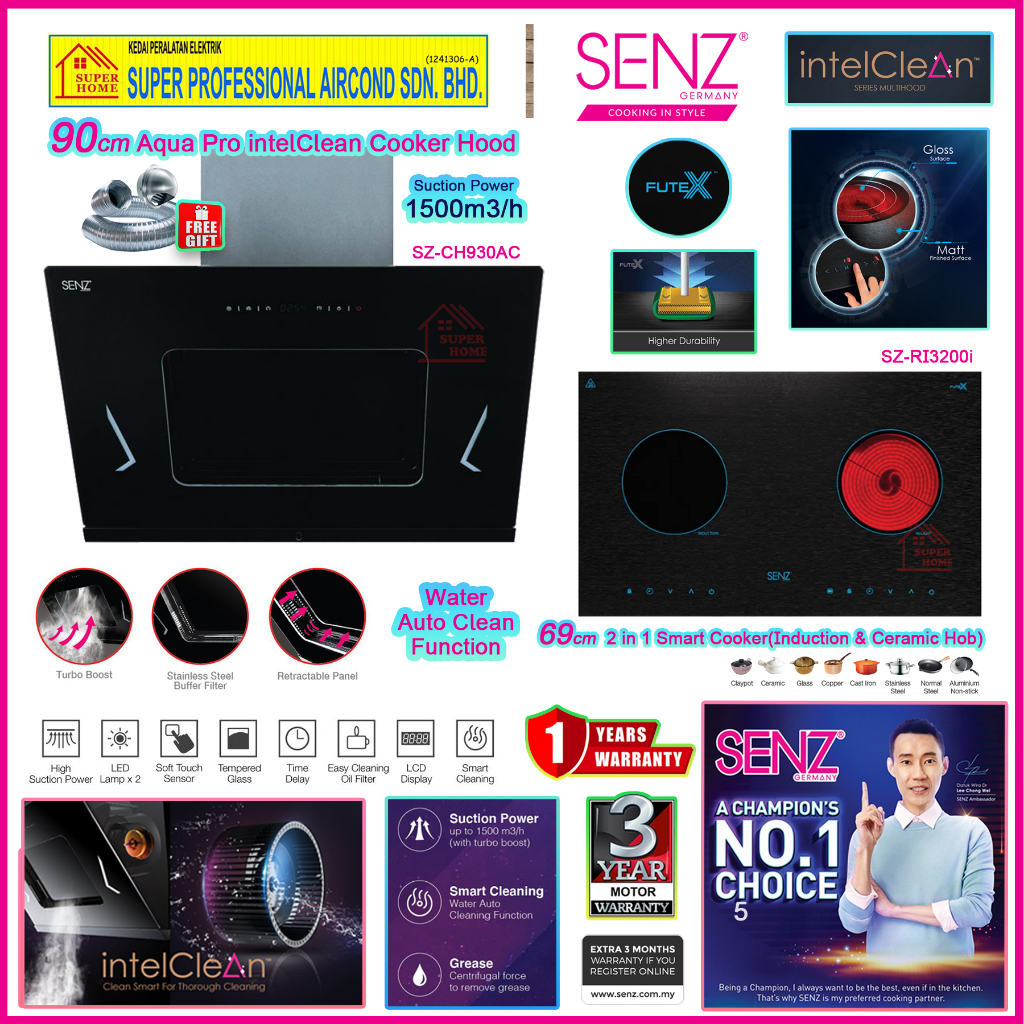 Senz Hood SZCH930AC ((Aqua Pro intelClean MultiHood)) / Senz Electric